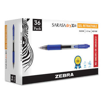 Zebra® Sarasa Dry Gel X20 Gel Pen, Retractable, Medium 0.7 Mm, Blue Ink, Translucent Blue Barrel, 36-pack freeshipping - TVN Wholesale